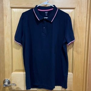 Celio blue pink trim golf shirt slim fit XXL